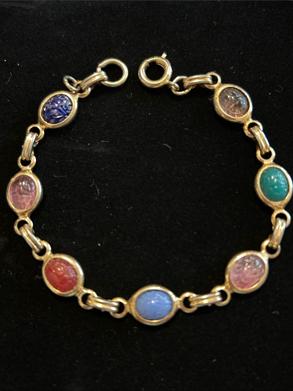 Gold-Tone Multicolor Scarab Link Bracelet - Women Jewelry